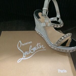 Christian Louboutin Glitter Diamanté Specchio Wedge Size 7